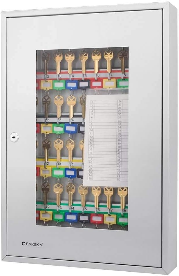 Key Lock 50 Position Key Cabinet with Glass Door Grey Y736