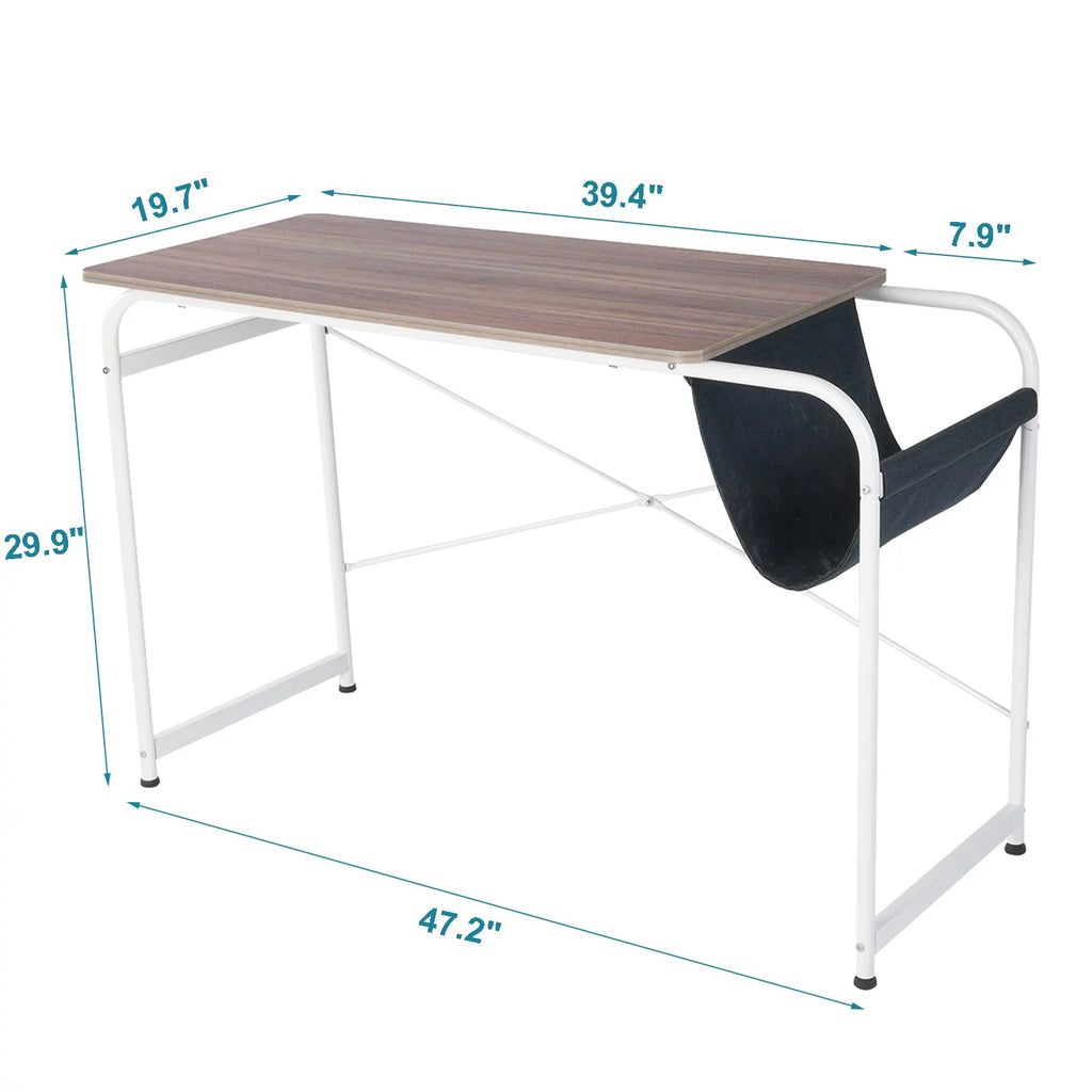 Farmhouse Wooden Desk with Cloth Bag Storage V42764