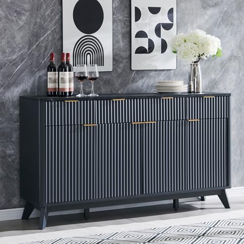 60" Buffet Sideboard Cabinet with 4 Doors and 3 Drawers R94682