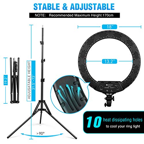 18 Inch LED Ring Light Kit with 73 Inch Tripod Stand W5298