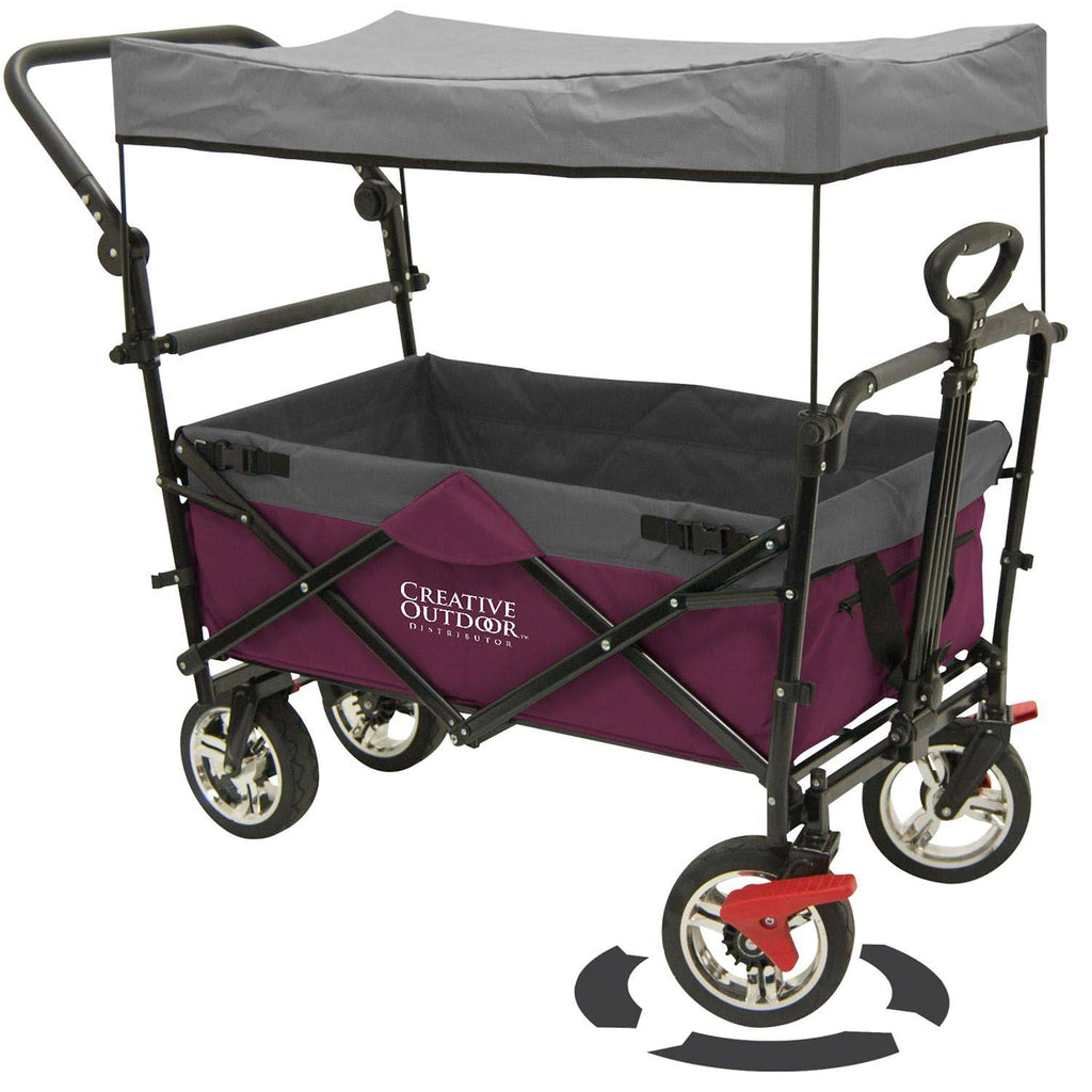 Magenta Push-Pull Folding Wagon with Canopy M6244
