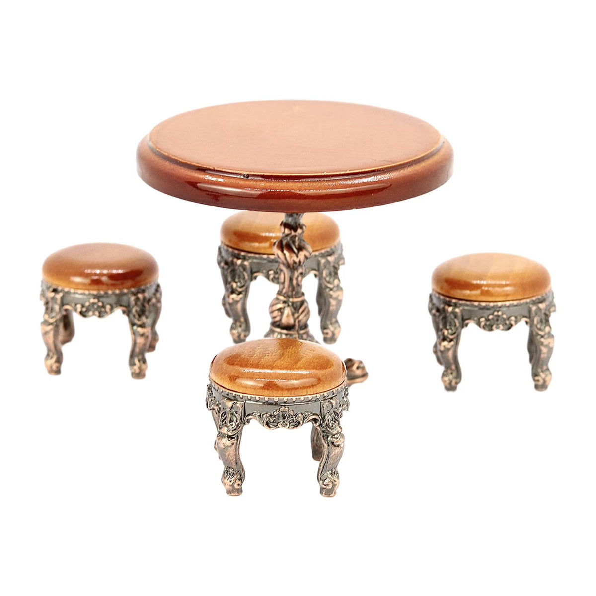1/12 Dollhouse Round Table with 4 Chairs Dollhouse Furniture V2669