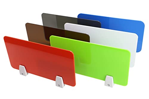White 12x20 Acrylic Desk Divider with Clips P63775