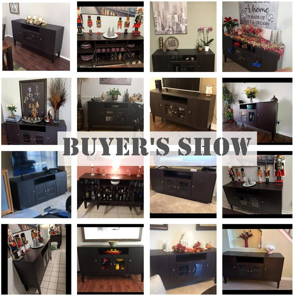 Modern Solid Wood Sideboard Buffet Table Storage Cabinet with 4 Doors G18539