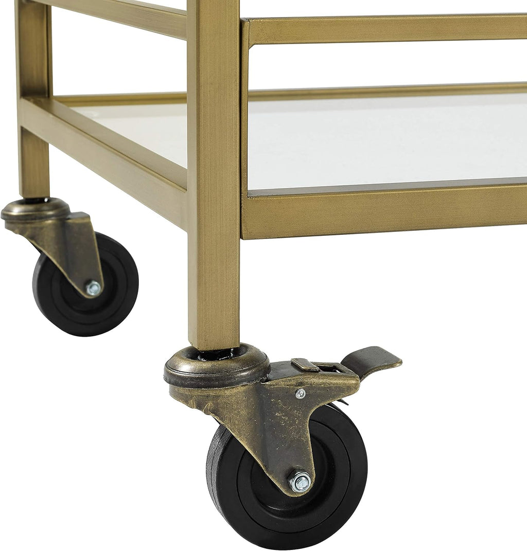 Gold and Glass Rolling Bar Cart N43281