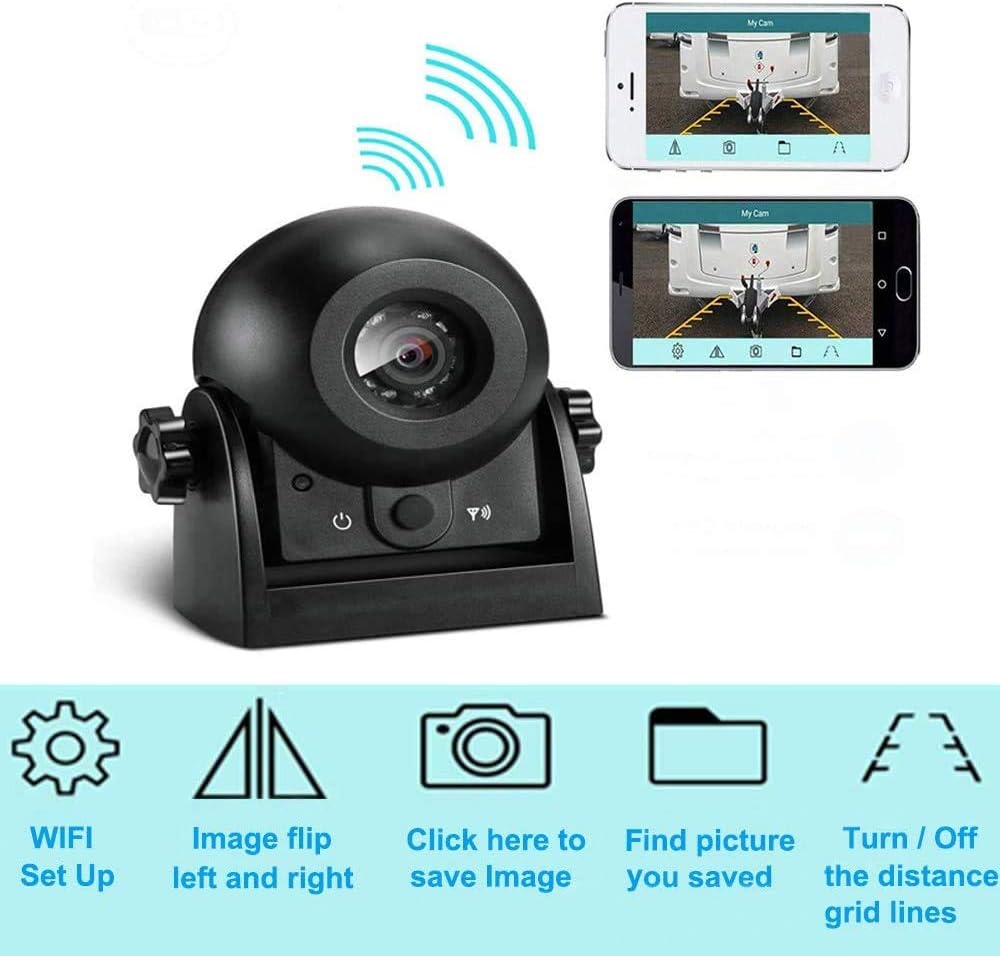 Wireless Backup Dash Cam IP68 Waterproof IR Night Vision Wide Angle Magnetic Rear View Camera E170011