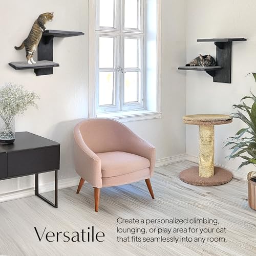 Cat Wall Shelves with Sisal Scratching Post Z95484