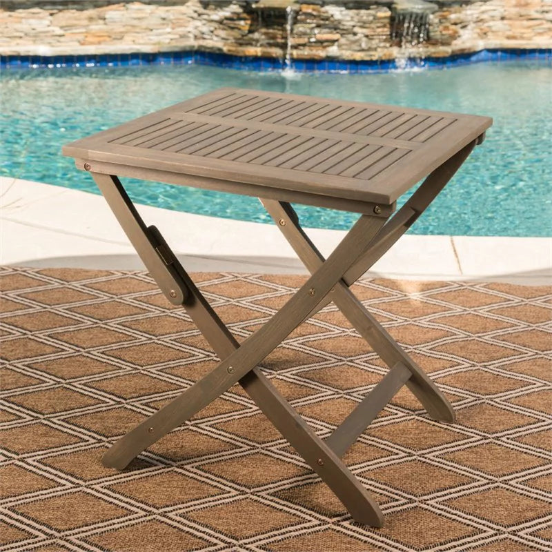 Gray Wooden Foldable Patio Dining Table K5628