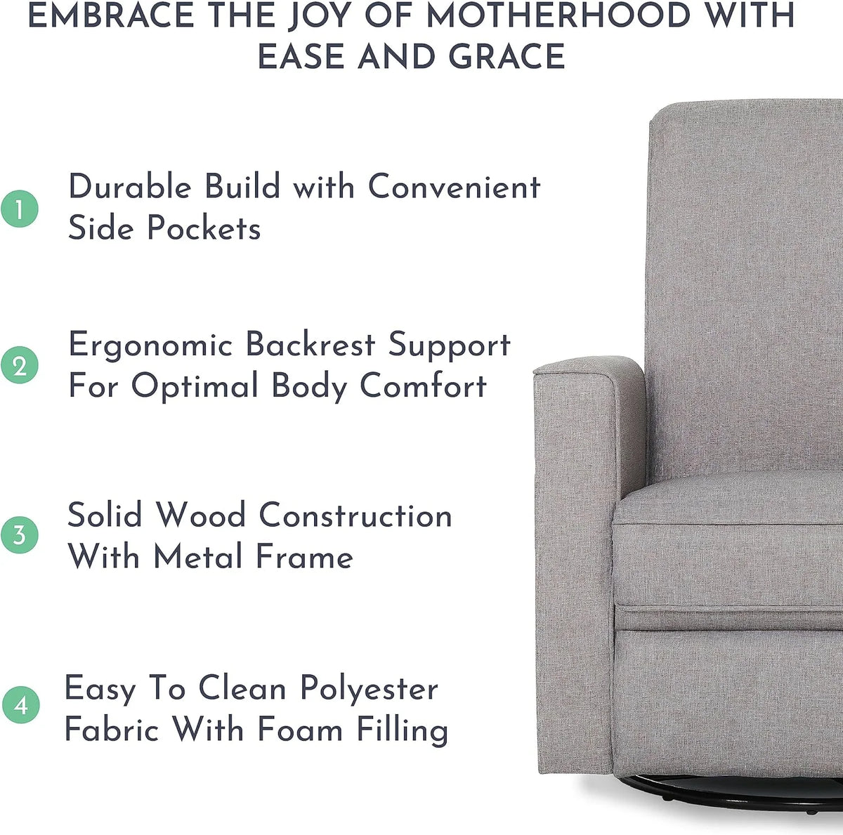 Light Grey Polyester Glider Recliner E743677