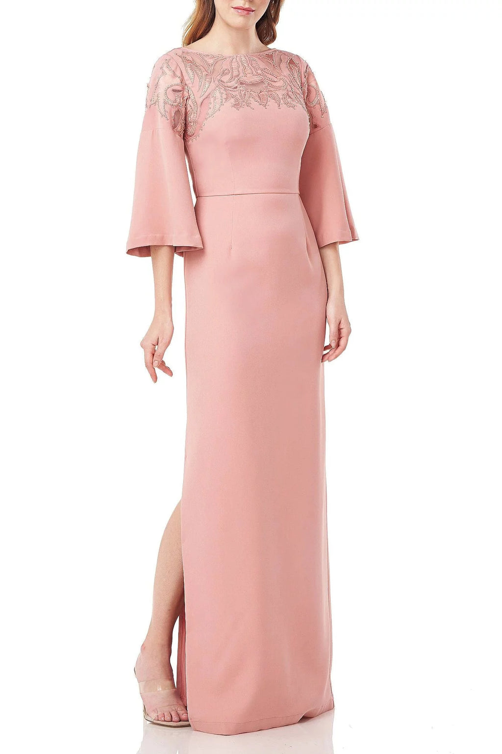 Pink Cutout Column Gown T12307