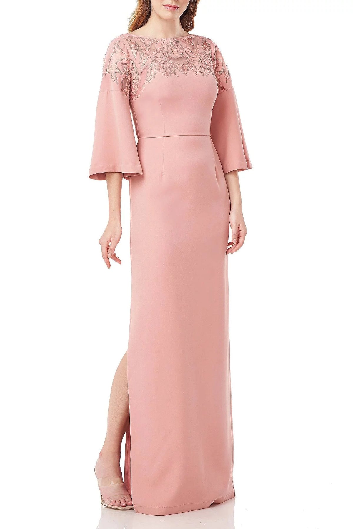 Pink Cutout Column Gown T12307