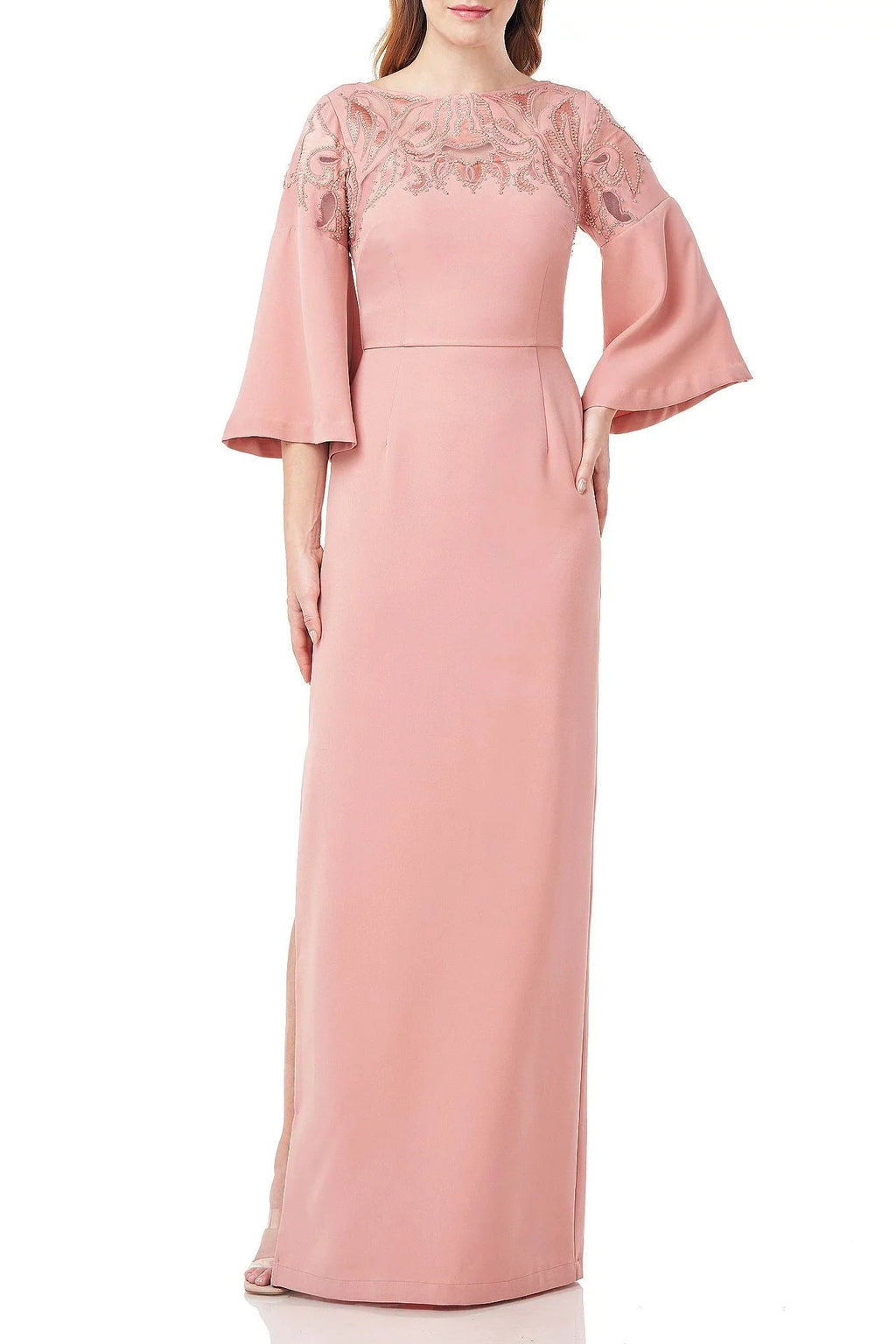 Pink Cutout Column Gown T12307
