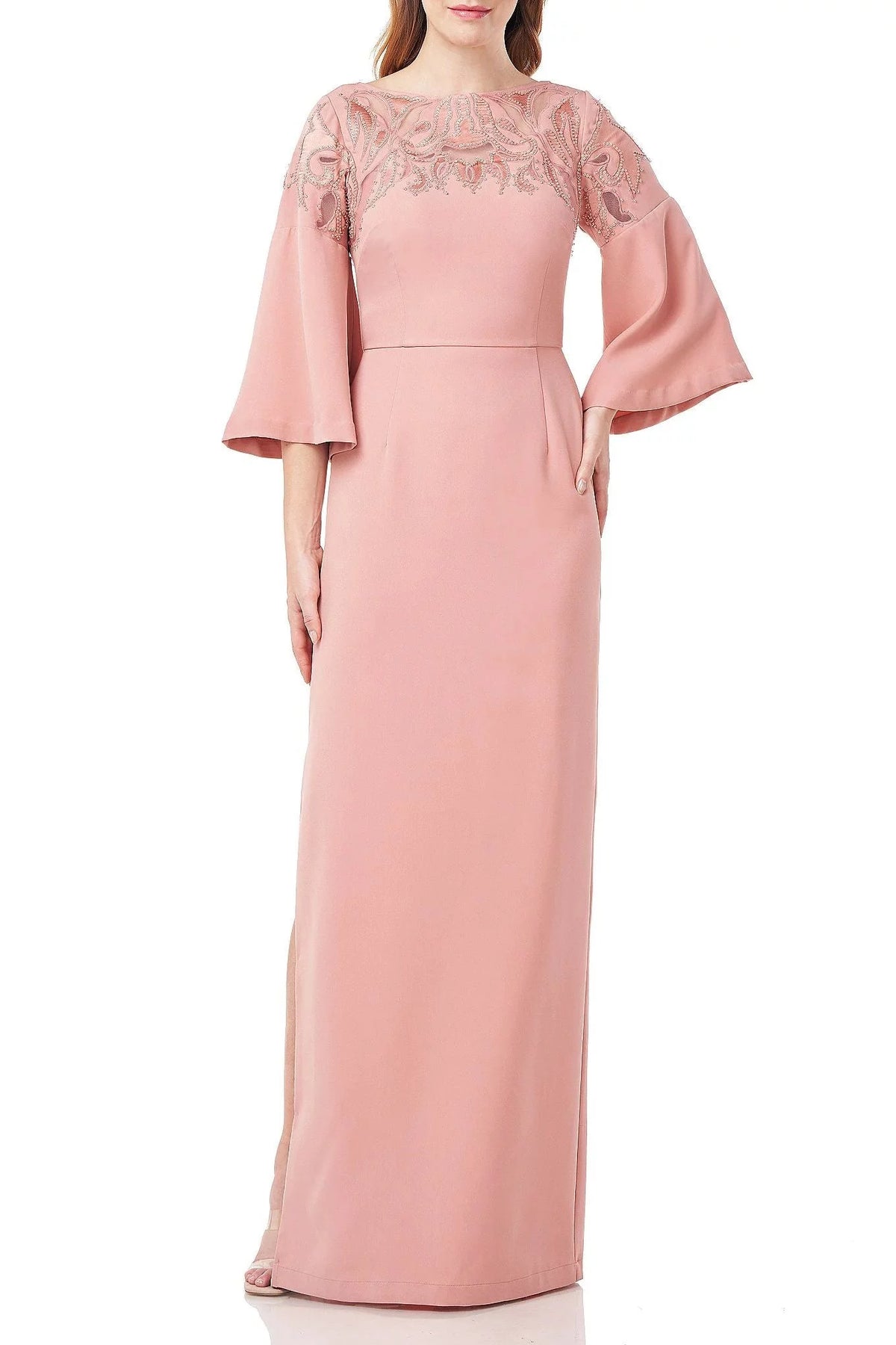 Pink Cutout Column Gown T12307