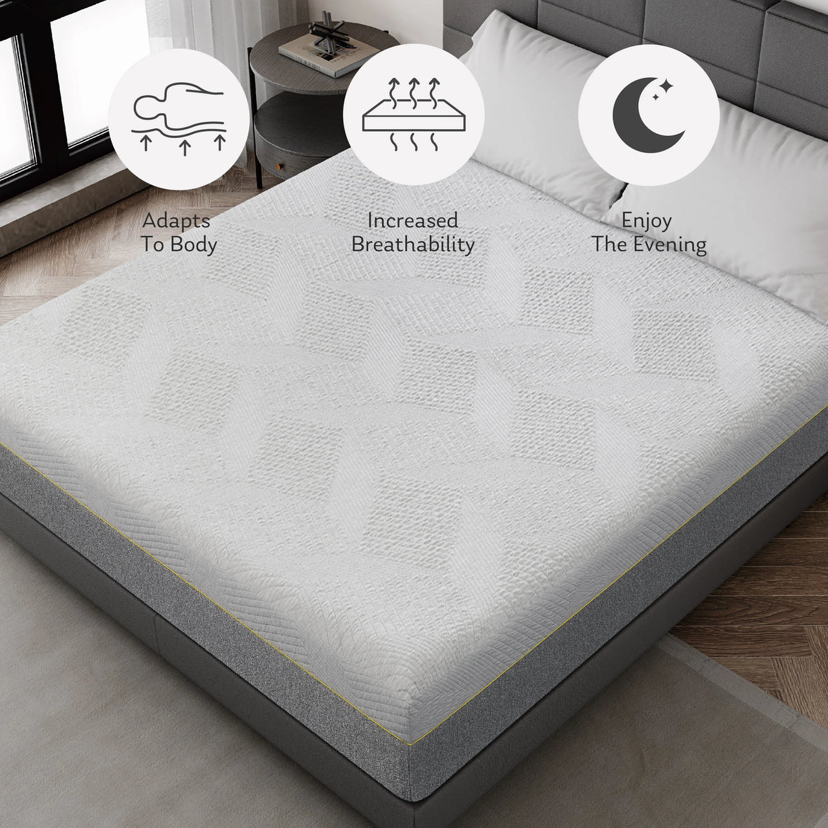Grey 12 inch Queen Size Gel Memory Foam Mattress V585069