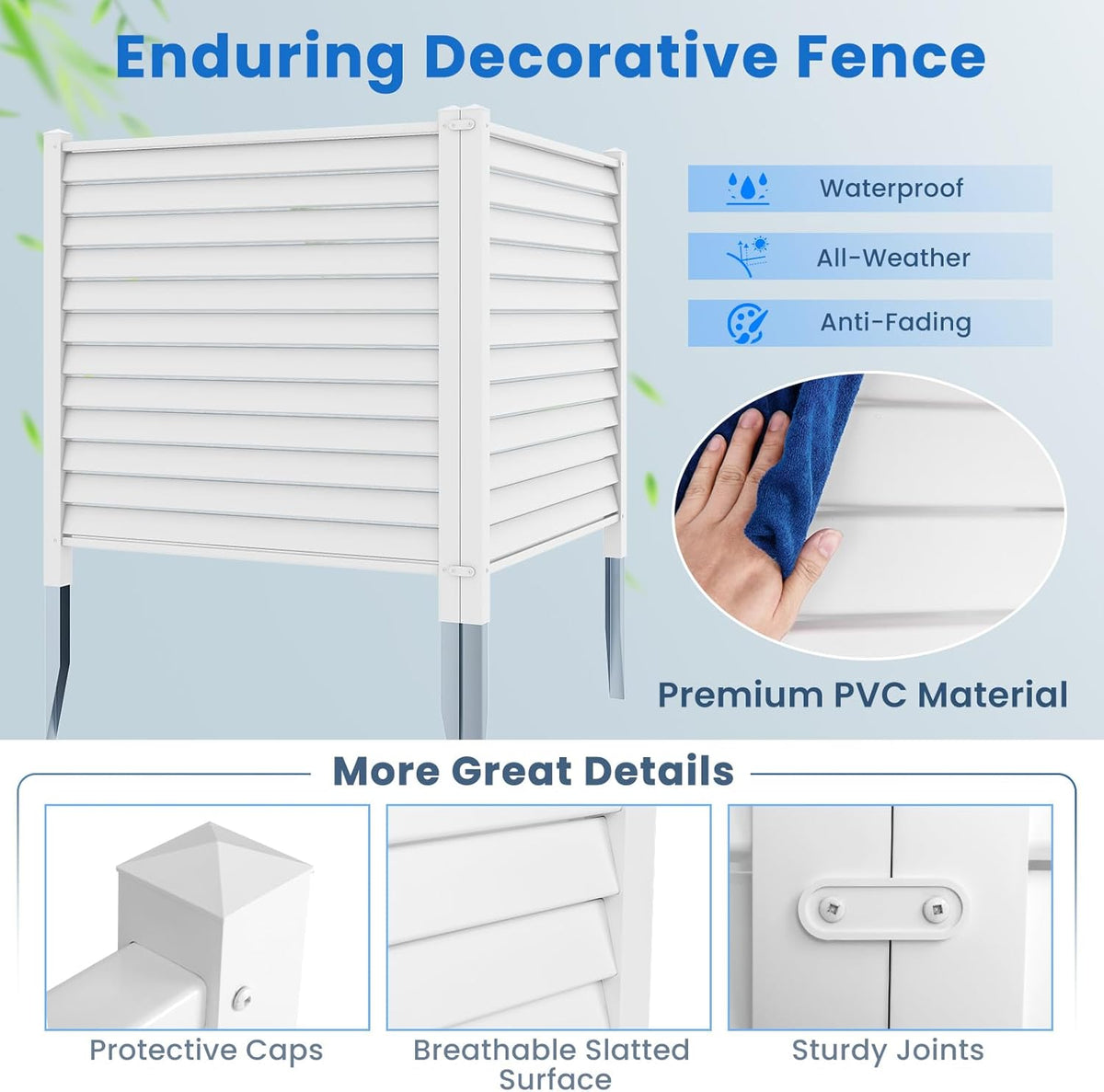 White Louvered Air Conditioner Fence 2 Panels A4268