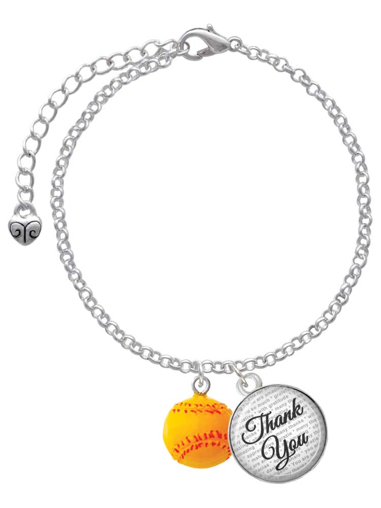 Domed Thank You Charm Bracelet J11034