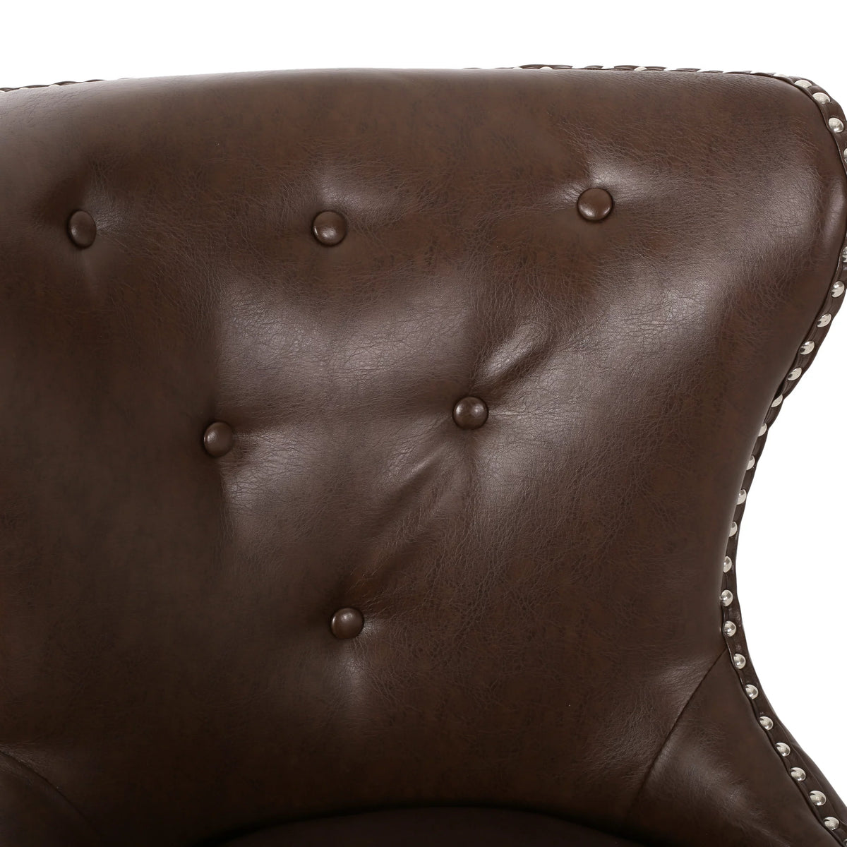 Dark Brown and Chrome Tufted Swivel Office Chair O506794