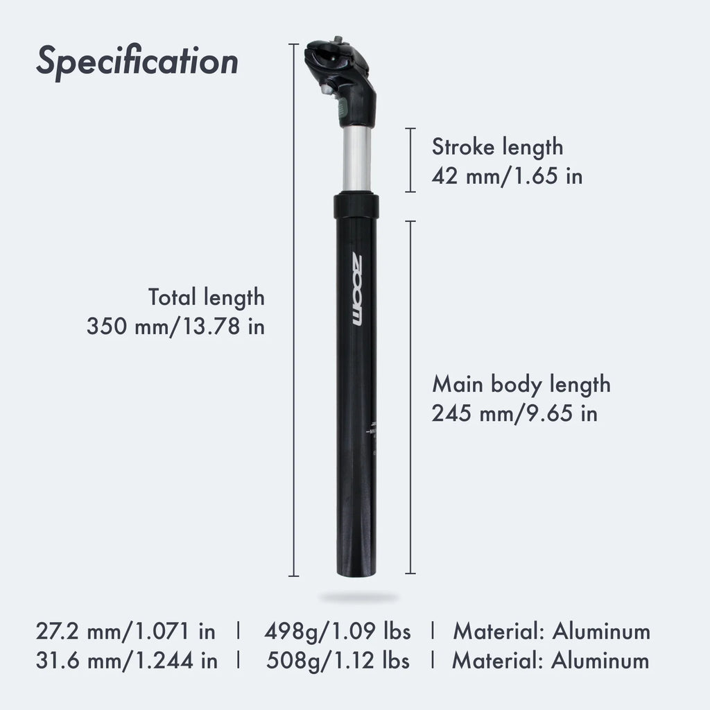 Suspension Seatpost Shock Absorber Damping Alu for MTB Bicycle Seat Post 30.9 X350MM A5160