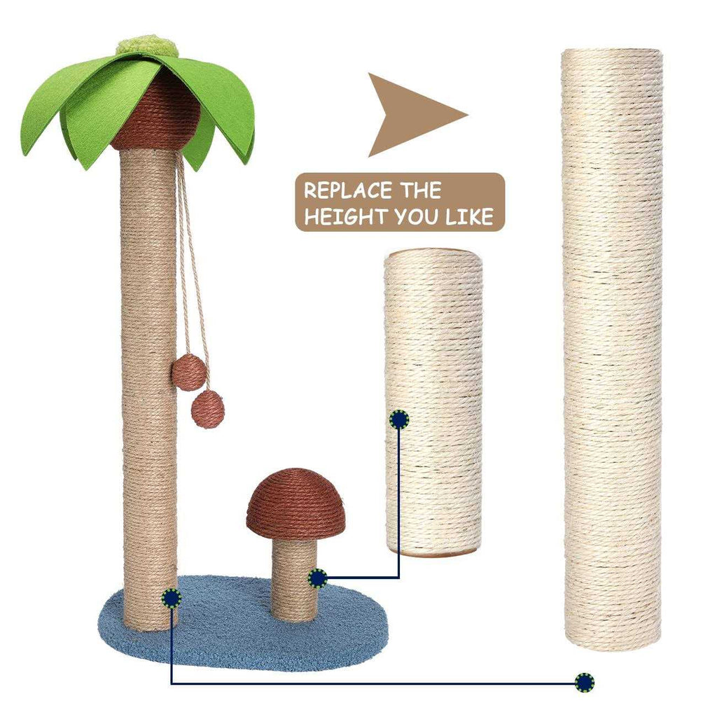 4 Pack Cat Scratching Post Replacement 15.7" 7.9 Natural Sisal Rope Scratcher Posts Refill A2093