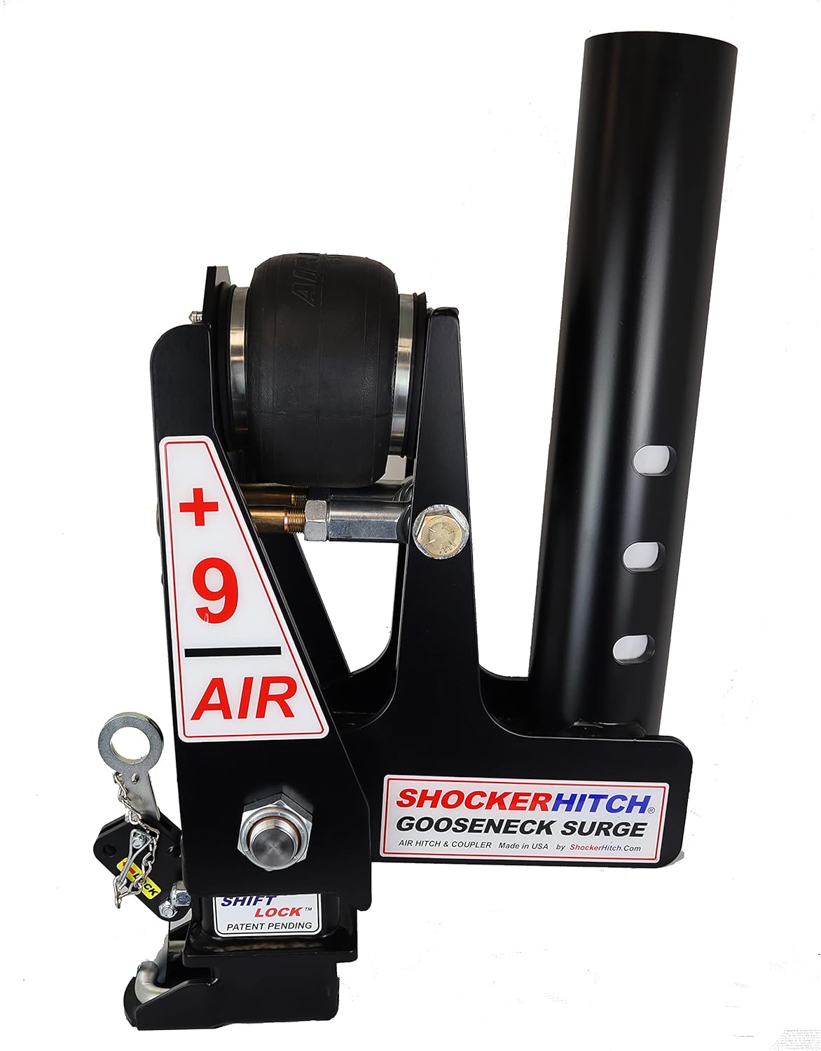 Gooseneck Air Hitch & Coupler, Round 3-15/16" Angled Pin 30K Coupler 9" Offset U4005