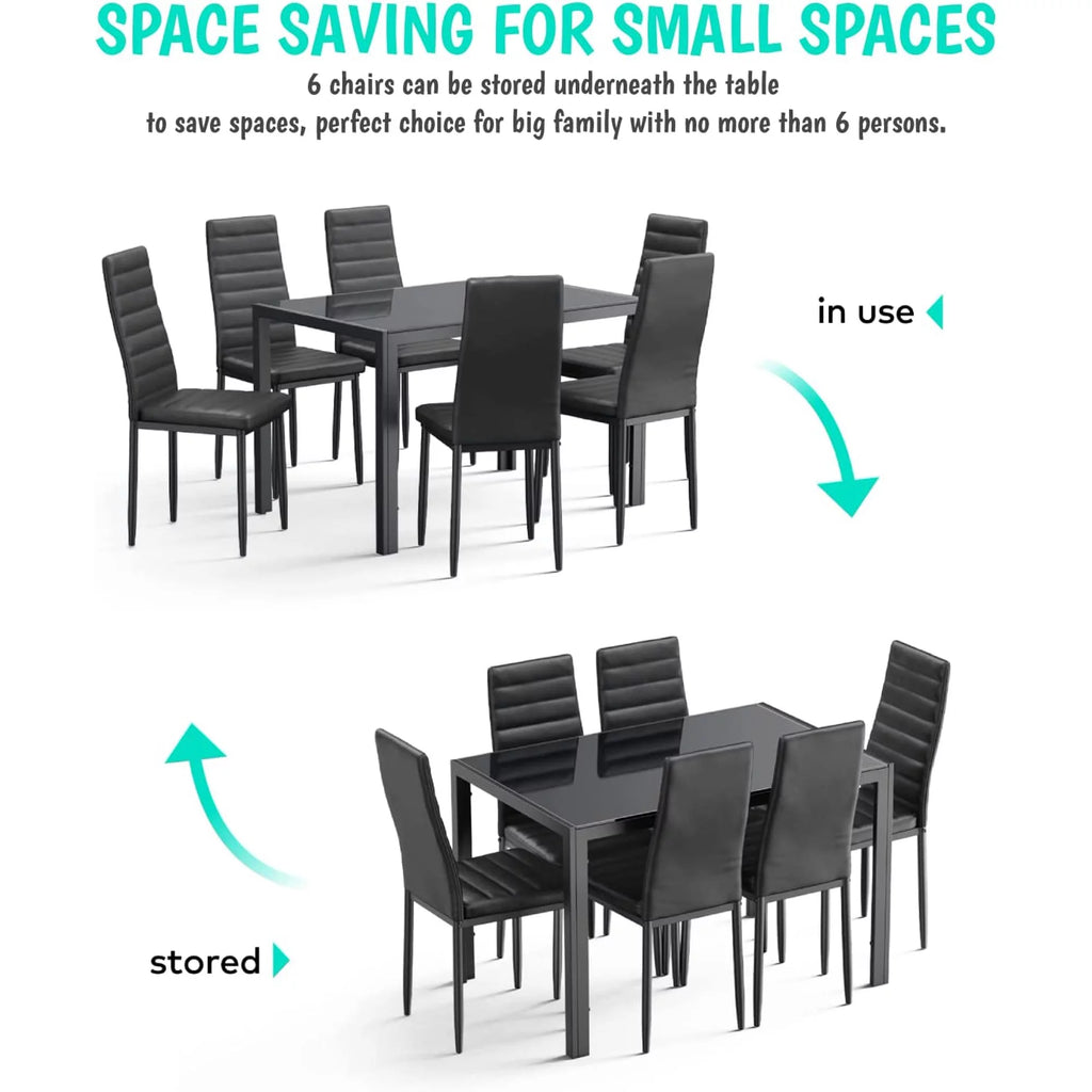 Black Dining Table Set for 6 A6374