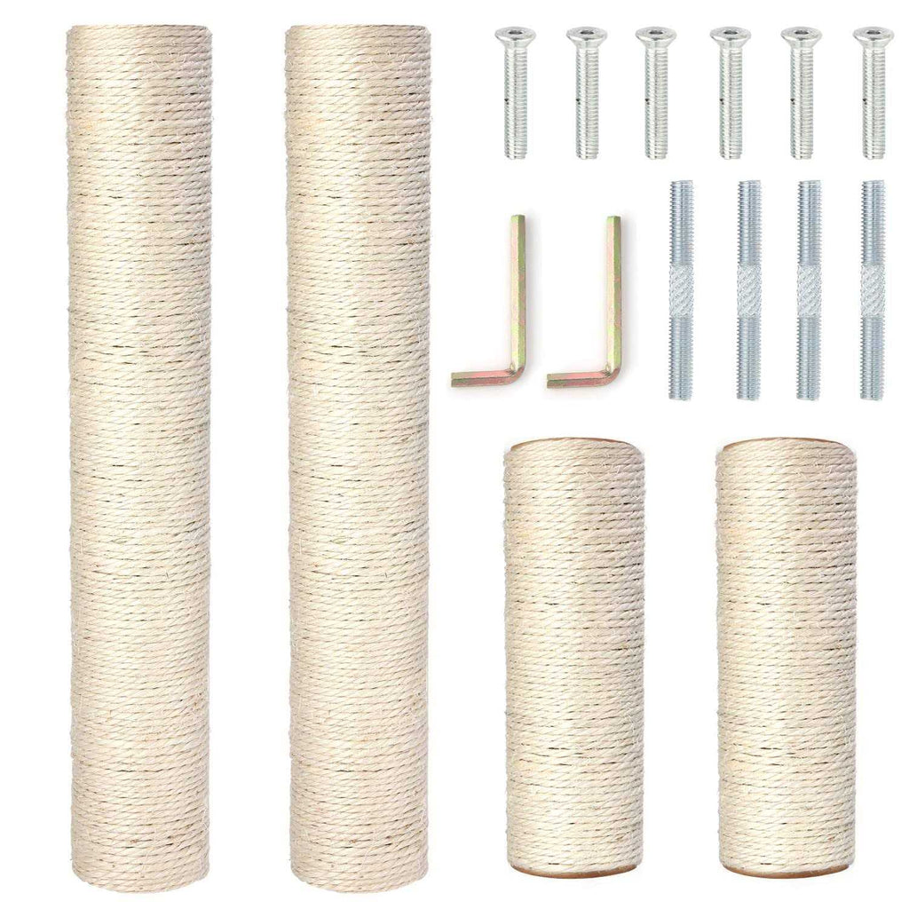 4 Pack Cat Scratching Post Replacement 15.7" 7.9 Natural Sisal Rope Scratcher Posts Refill A2093