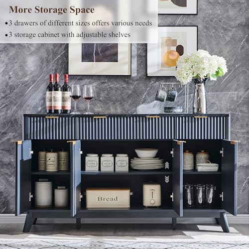 60" Buffet Sideboard Cabinet with 4 Doors and 3 Drawers R94682