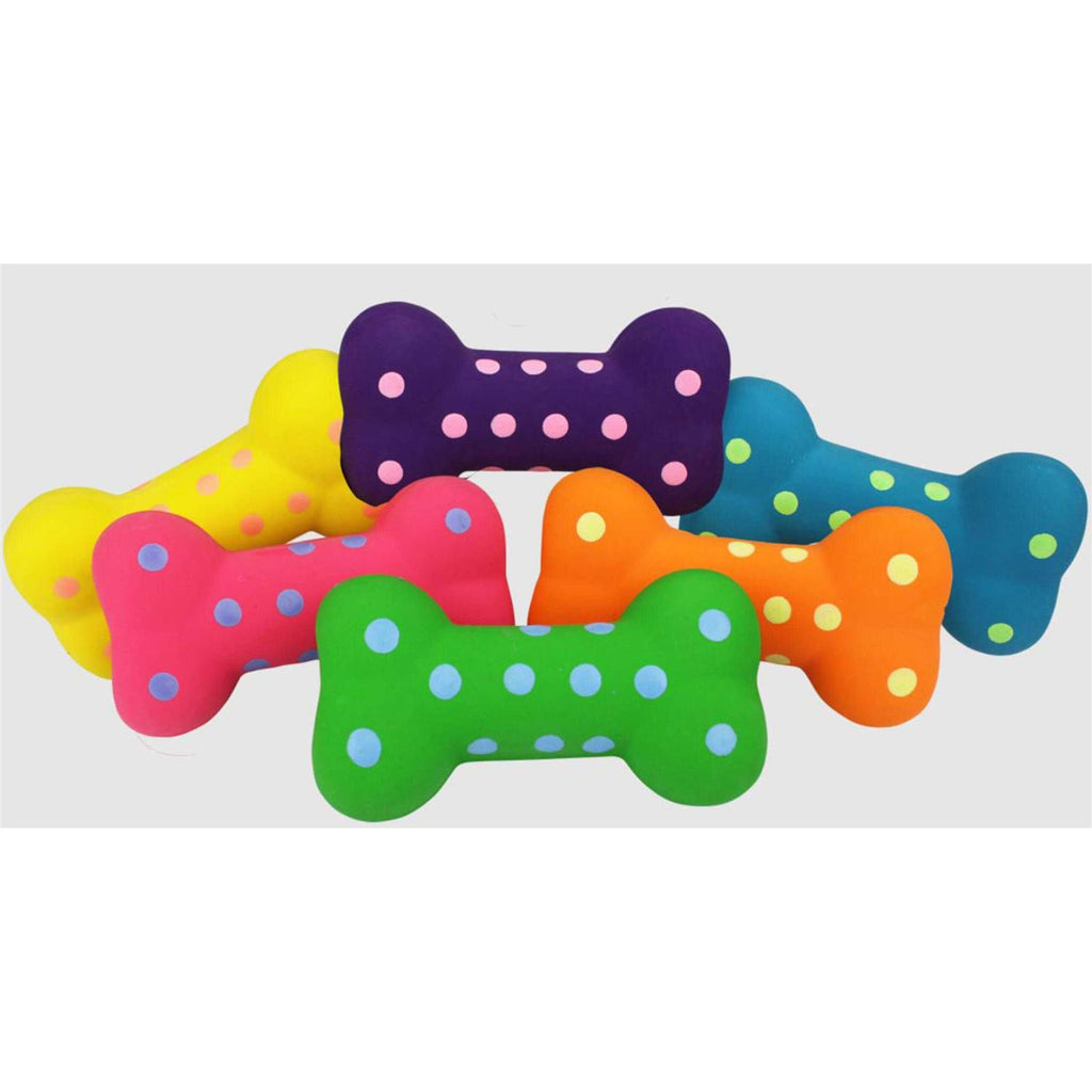 Small Latex Polka-Dot Bone Dog Toy Q53865