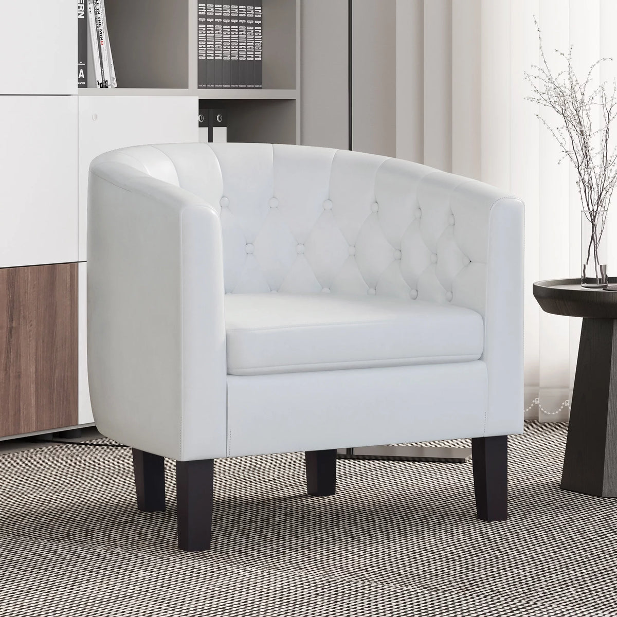 Green Tufted Barrel Accent Chair W9506
