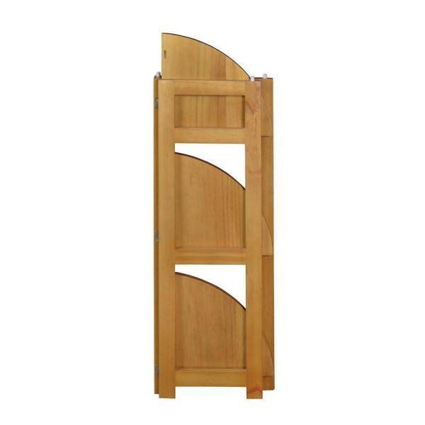 Medium Oak Wood 3-Shelf Foldable Corner Bookcase N7953