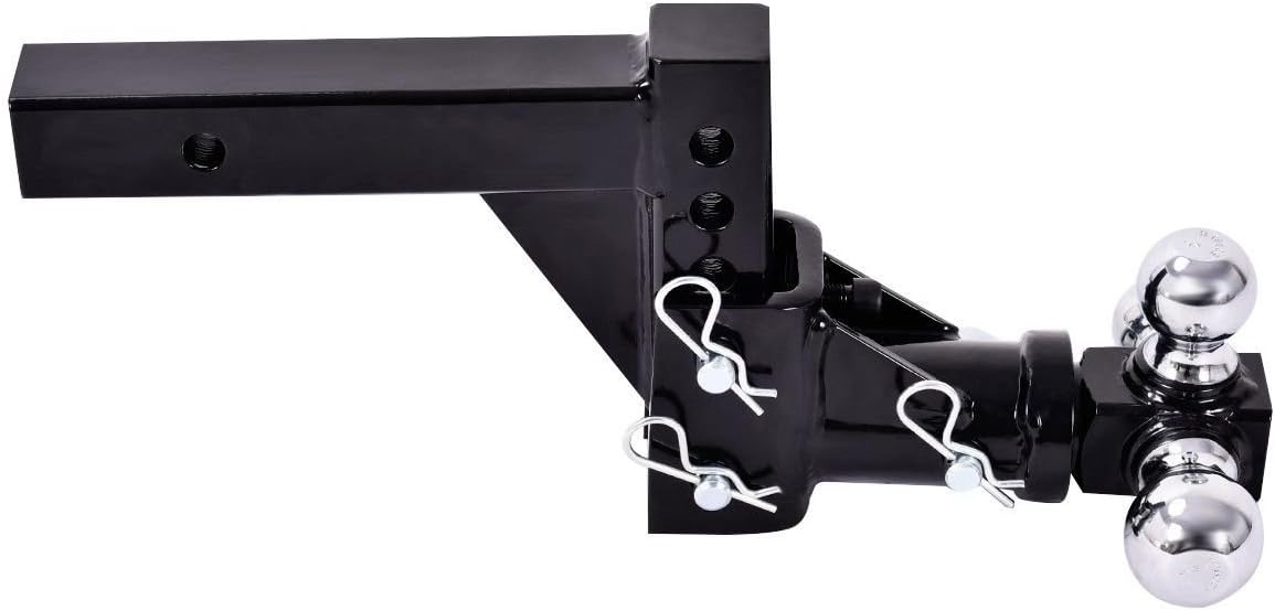 Triple Ball Swivel Adjustable Drop Turn Trailer Tow Hitch Mount for 2" Receiver M8744