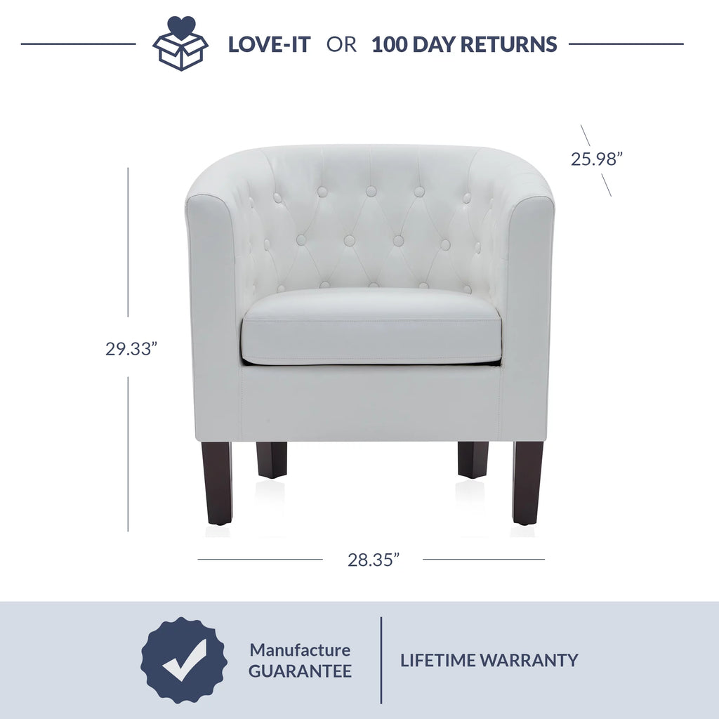 Green Tufted Barrel Accent Chair W9506