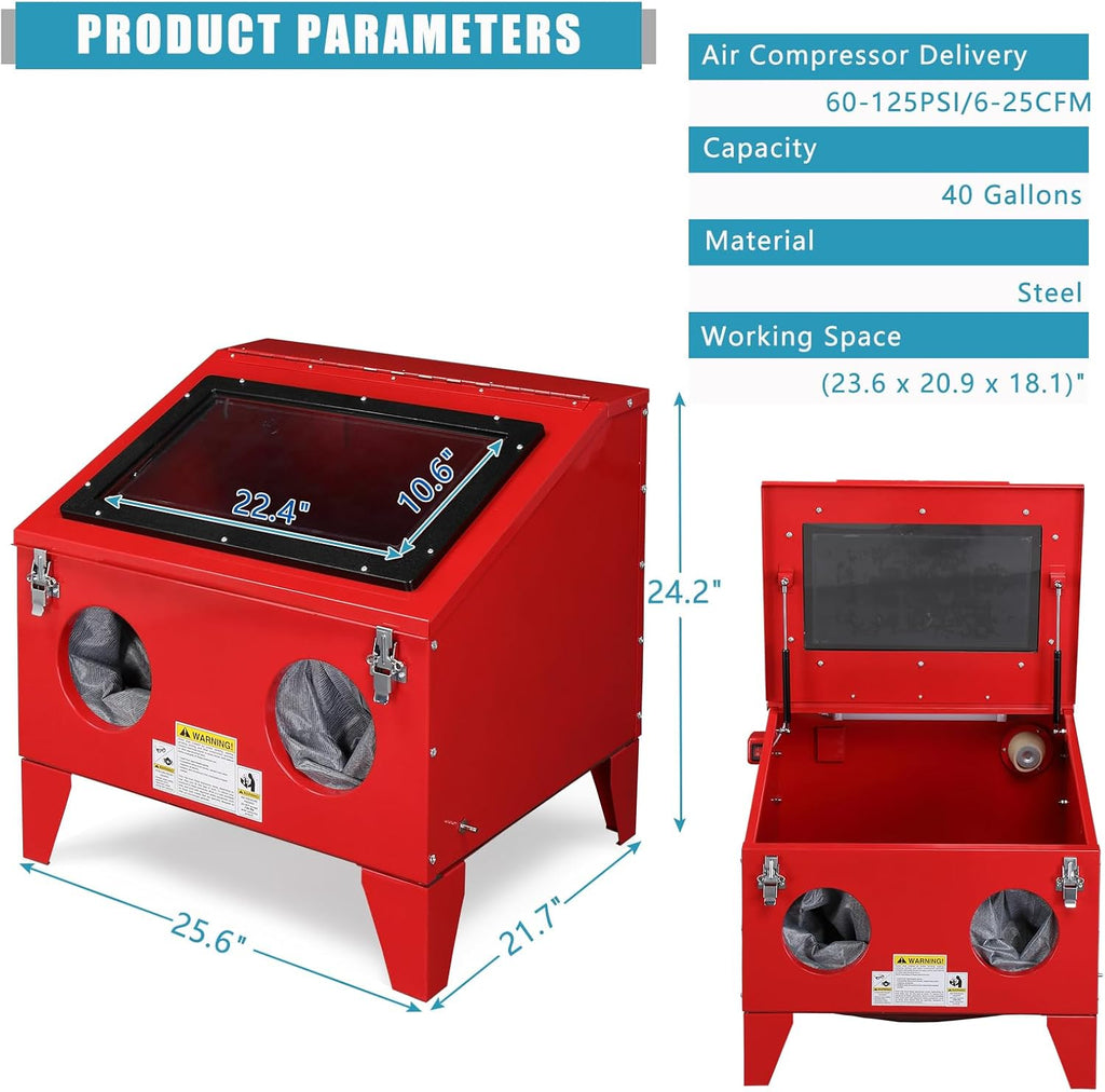 40 Gallon Bench Top Air Sandblasting Cabinet with Gun and 4 x Nozzles C54443