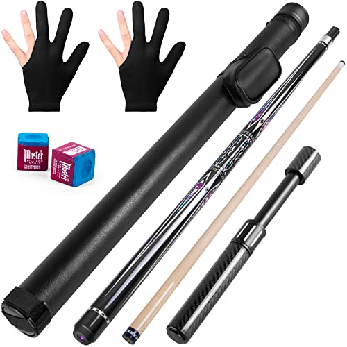 58 Inch Pool Cue Stick Set with Black Pool Cue Case D387