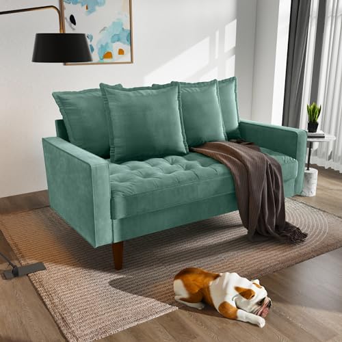 Aqua Turquoise 58 Inch Velvet Loveseat Sofa N2653