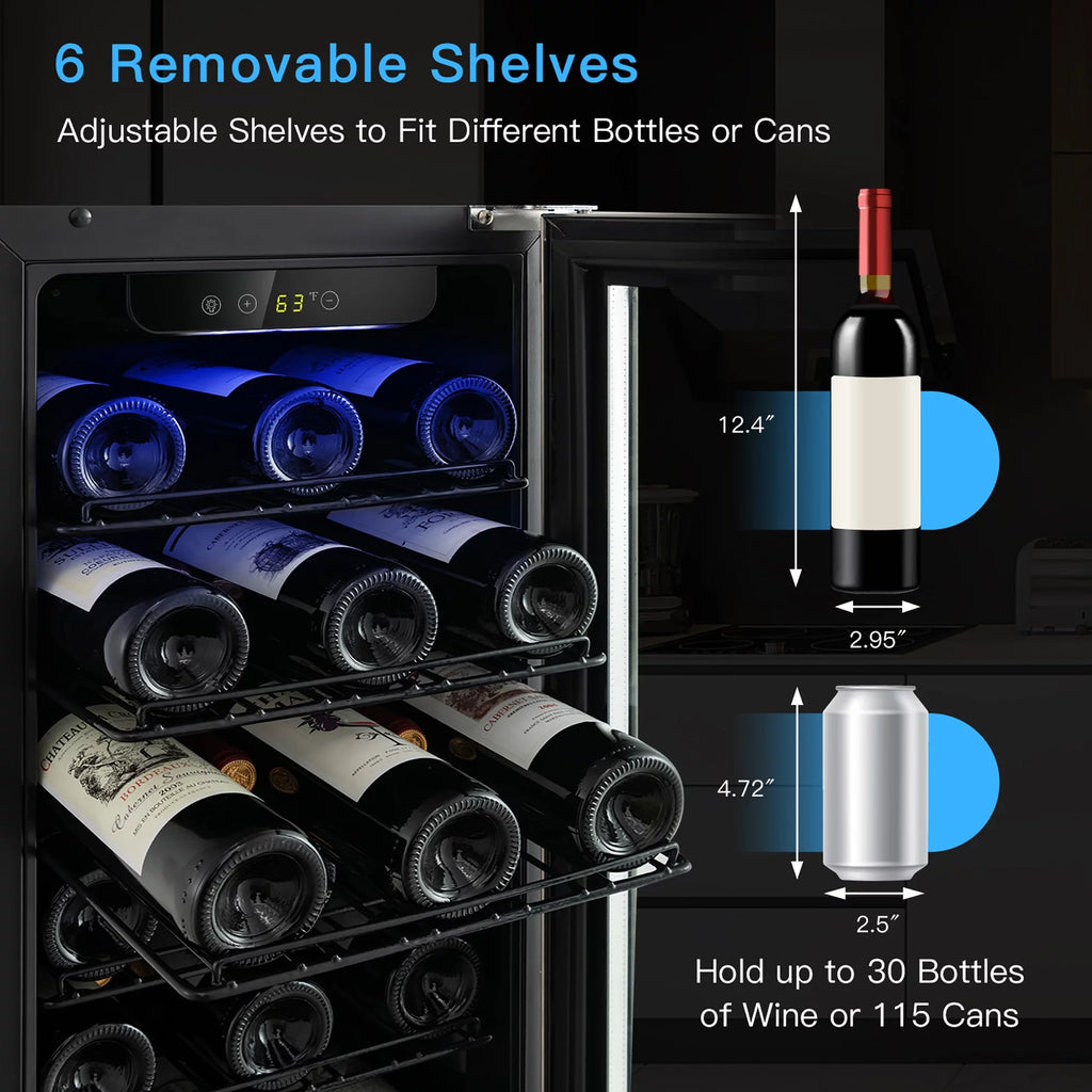 15'' 30-Bottle Wine Beverage Cooler Refrigerator O887400