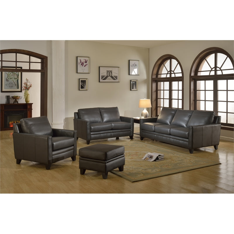 Charcoal Genuine Leather Loveseat X5006