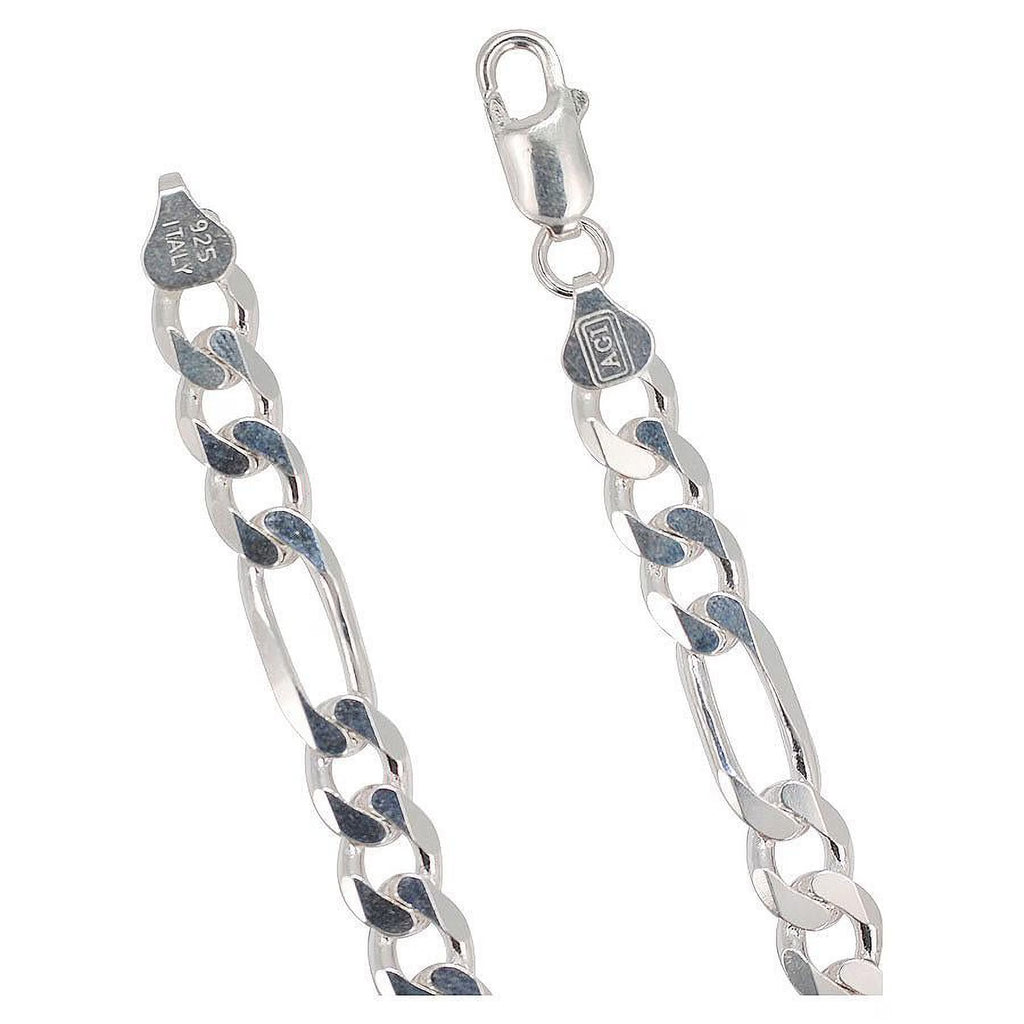Solid .925 Sterling Silver Figaro Bracelet Chain B70788
