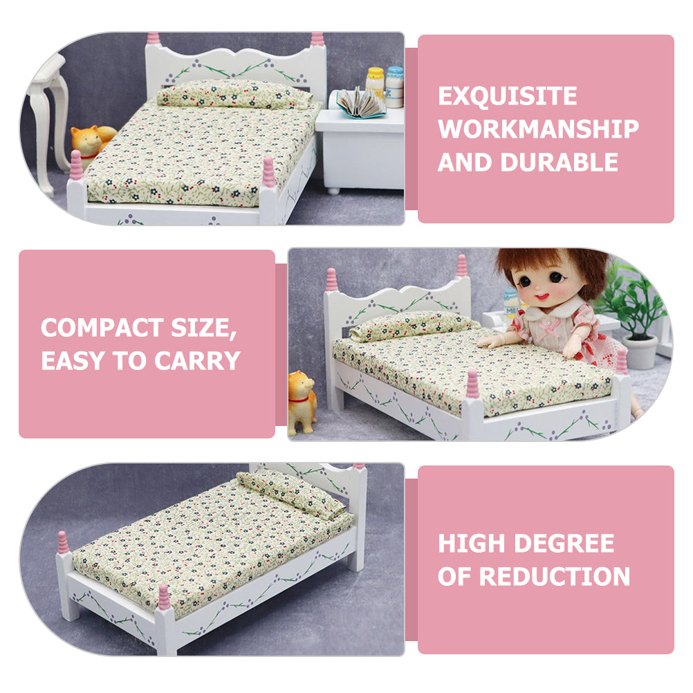 Painted Flower Single Bed Mini Doll Furniture 18 Inch I96437