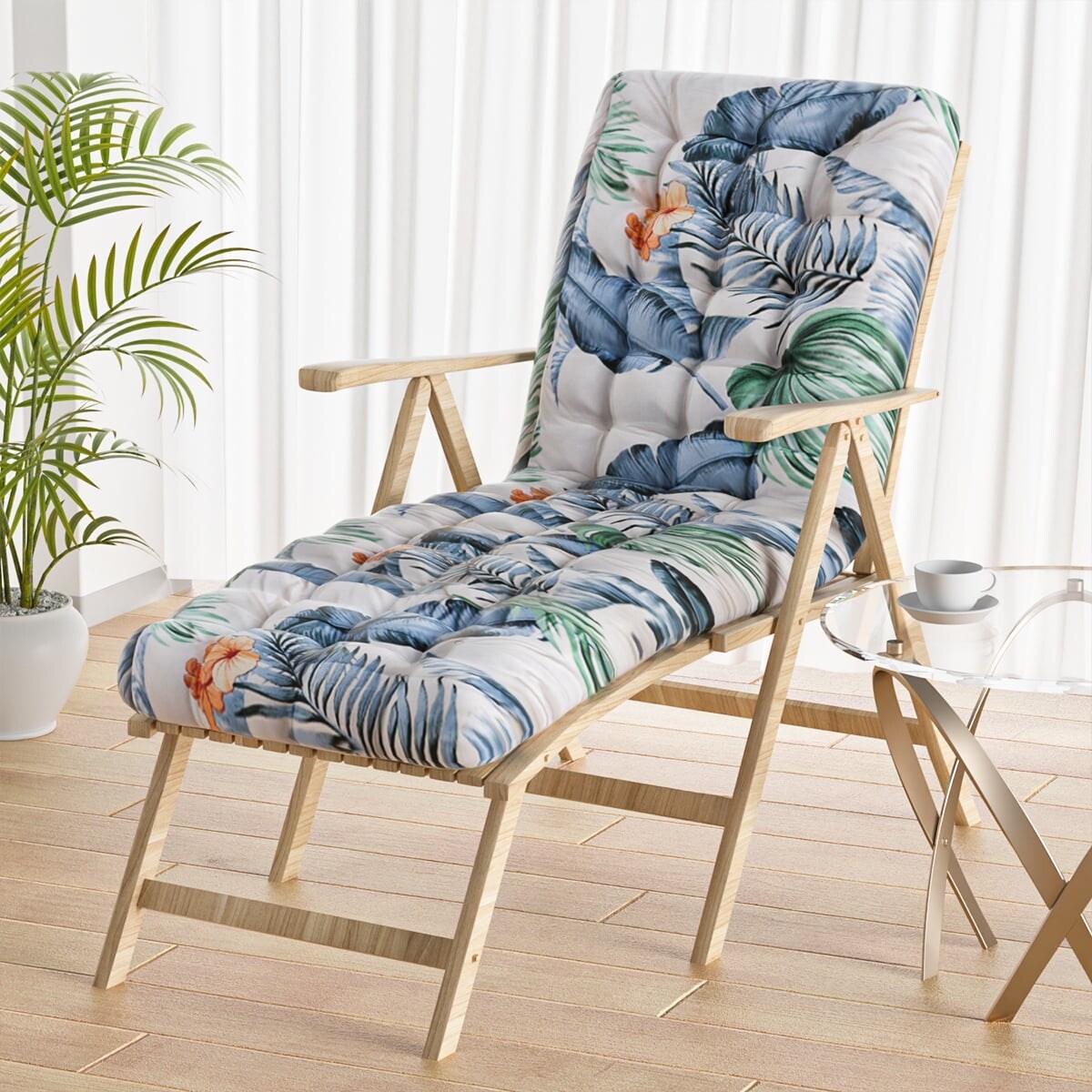 Blue Tufted Lounge Chaise Chair G5573