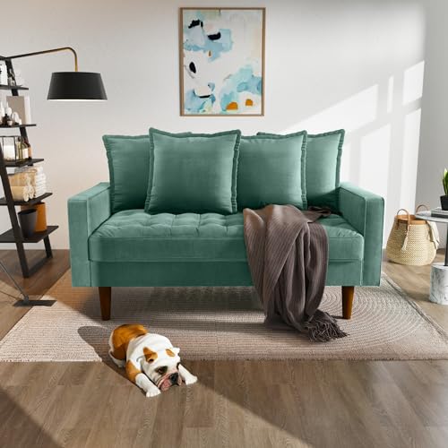 Aqua Turquoise 58 Inch Velvet Loveseat Sofa N2653
