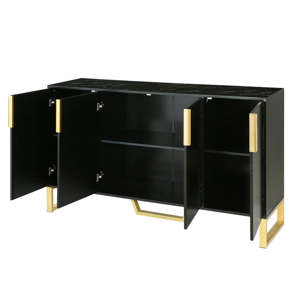 Black Modern Sideboard with Four Doors and Adjustable Shelves R80803