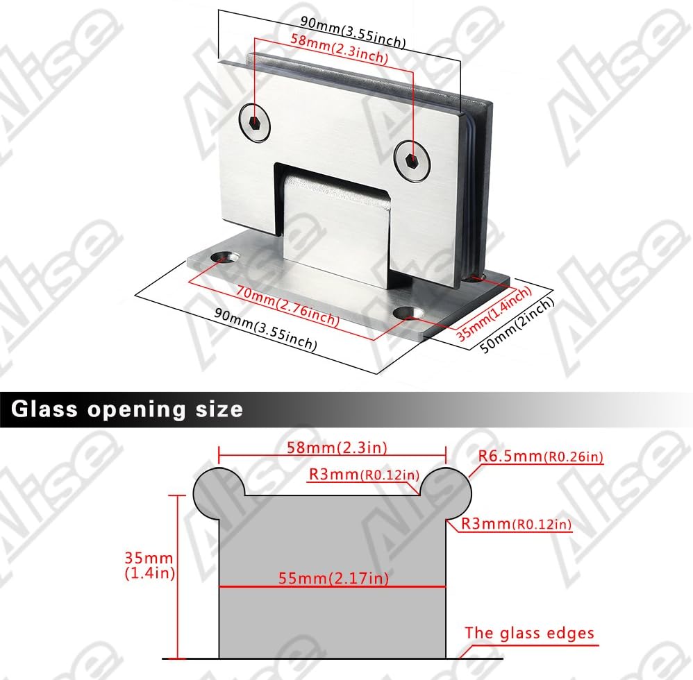 90 Degree Glass Door Cabinet Clamp Stainless Steel Brushed Nickel Y184