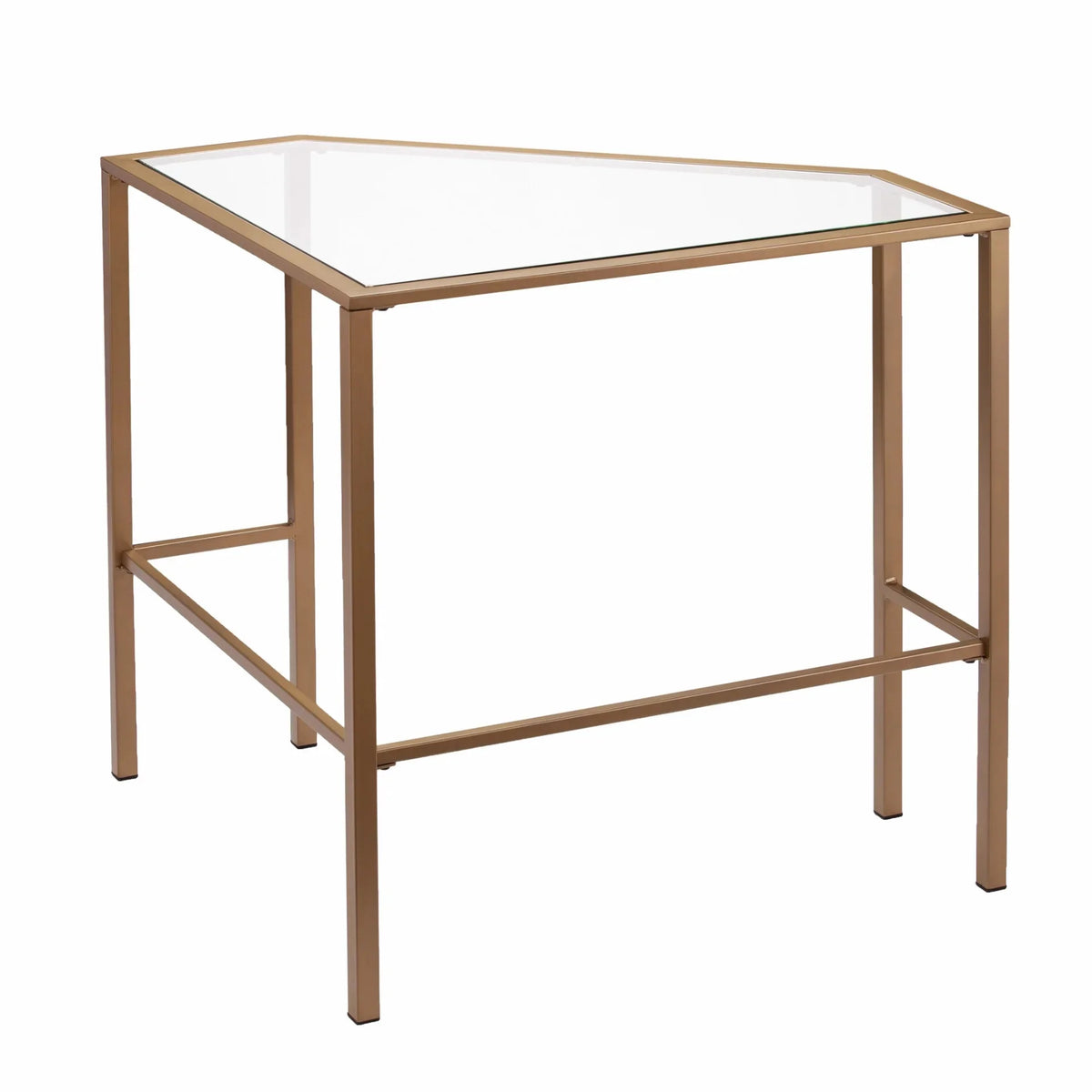 Soft Gold Metal & Glass Corner Desk Q176739