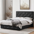 Black Full Size Upholstered Platform Bed Frame with Storage S136