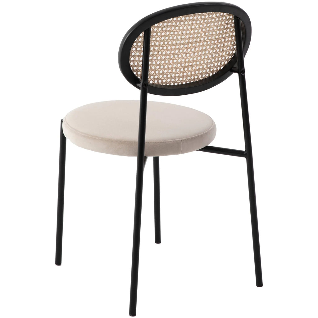 Beige Wicker Dining Chair with Steel Frame J592593