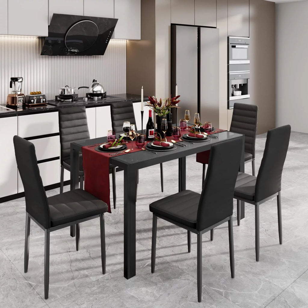 Black Dining Table Set for 6 A6374