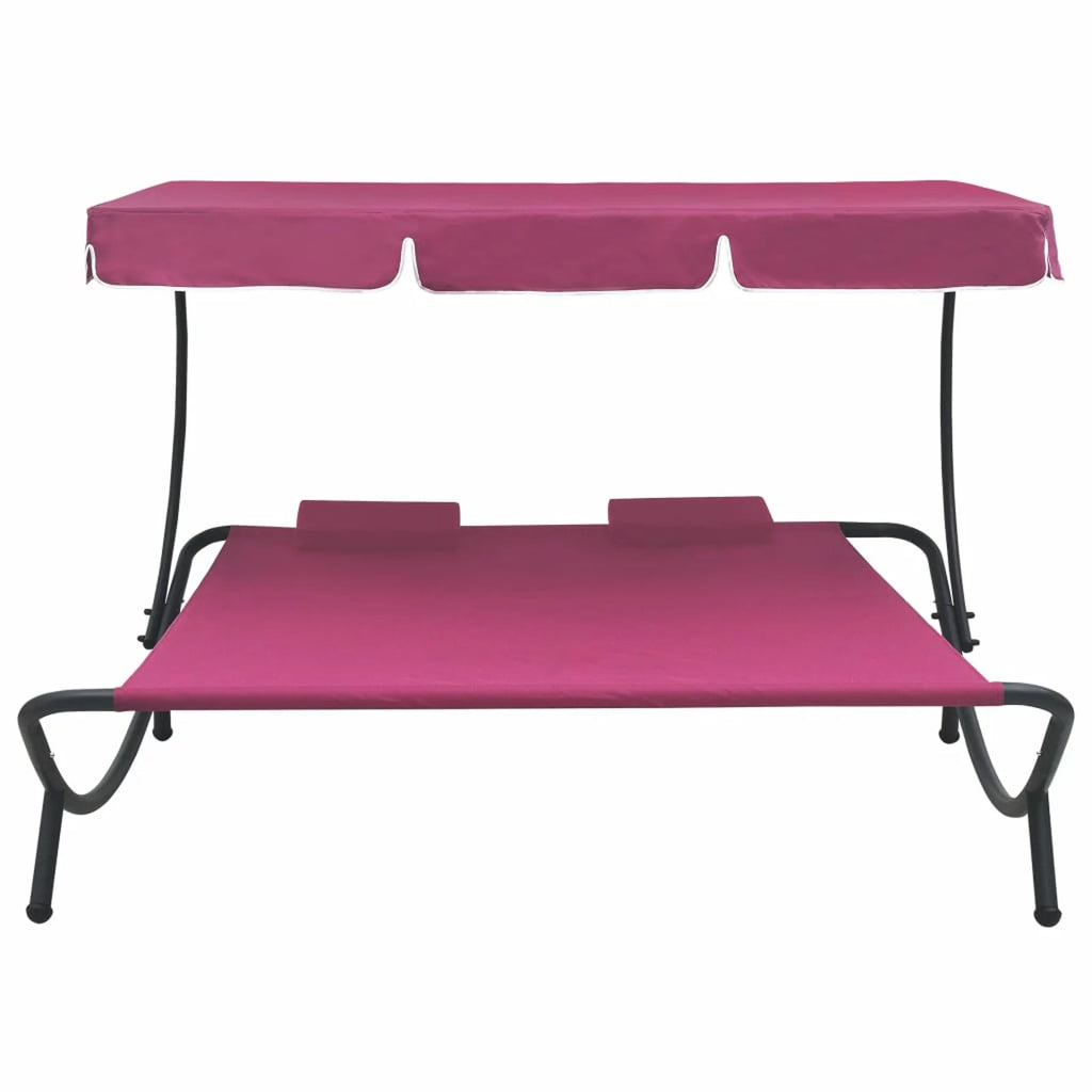 Patio Bed with Canopy and Pillows Pink L635024