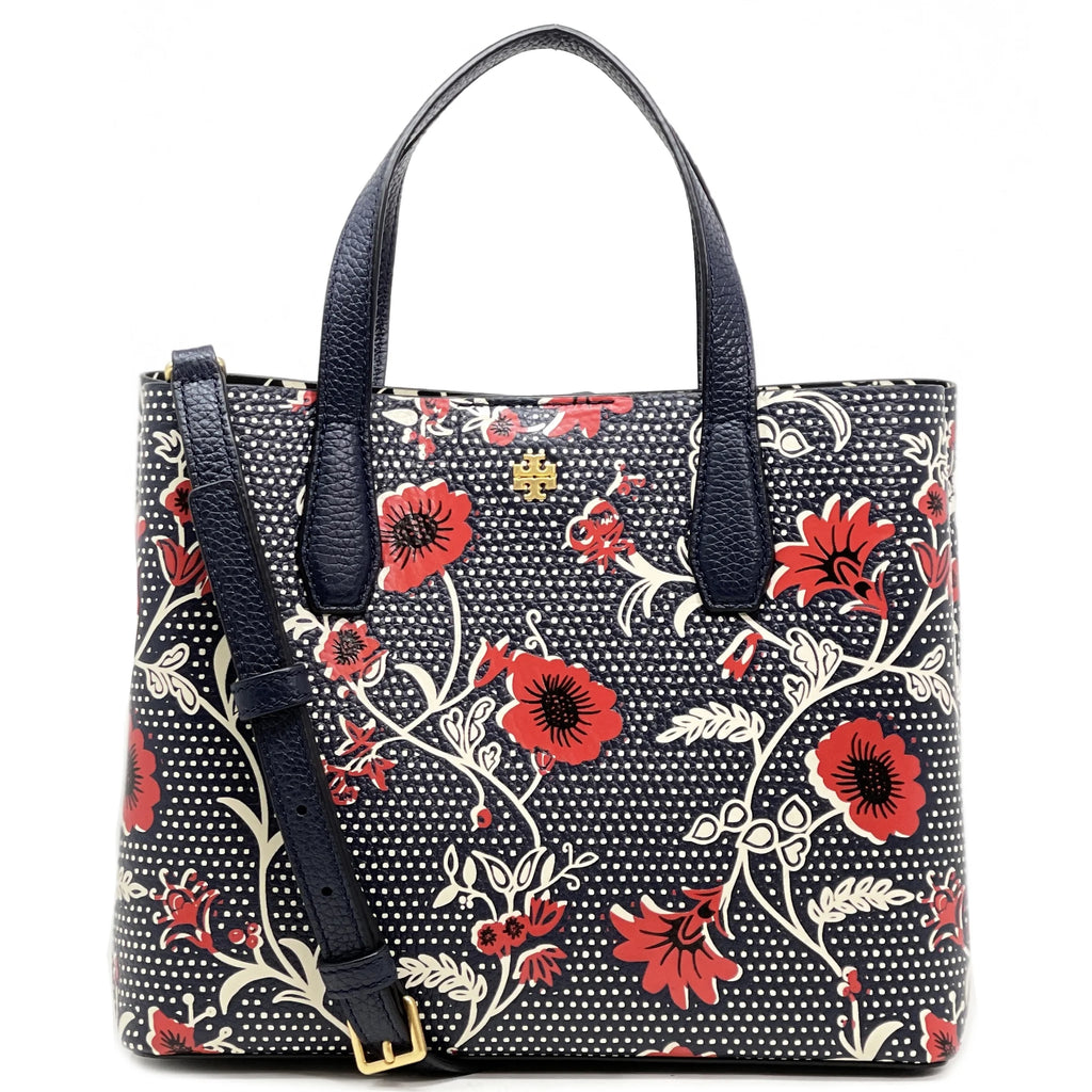 Navy Red Pebbled Leather Small Tote G59525