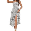 Spaghetti Strap Sleeveless Smocked Floral Print Maxi Beach Sundress C3068